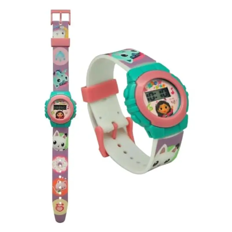CARTOON Orologio da polso digitale Gabby's Dollhouse orologio per bambine in confezione sagomata