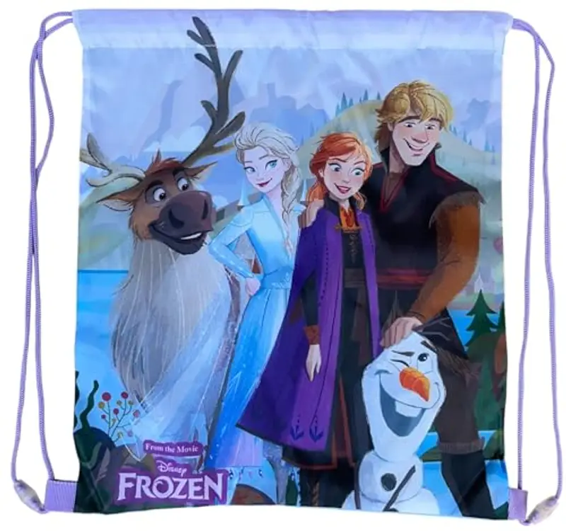 CARTOON Sacca Frozen Disney con spallacci in corda e chiusura a coulisse borsa 40 x 35 cm accessorio per bambini miniatura 2