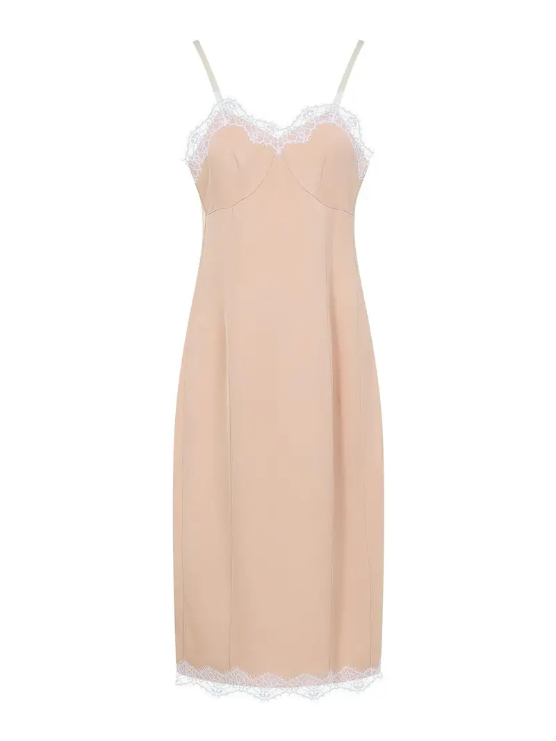 Abito midi viscoso di lingerie Beige