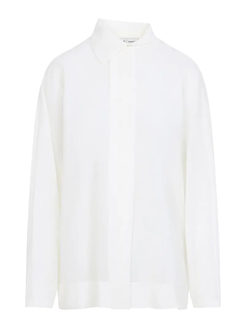 Camicia con colletto asimmetrico Beige Chiaro