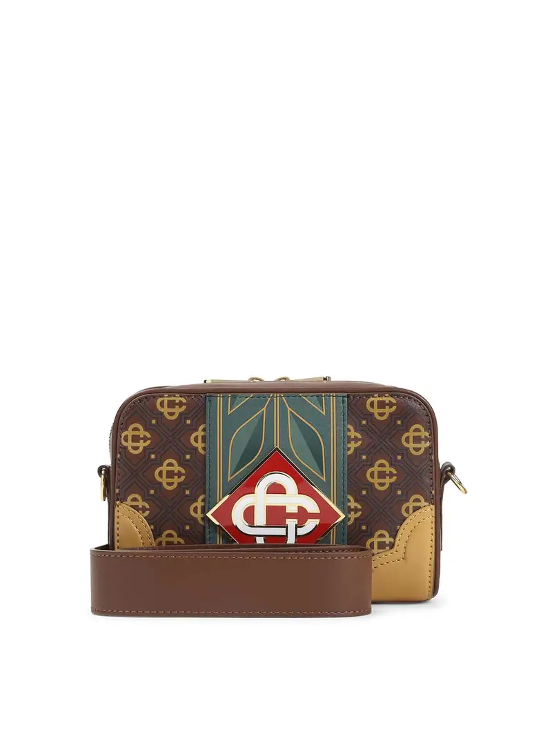 Borsa a tracolla con monogramma Marrone