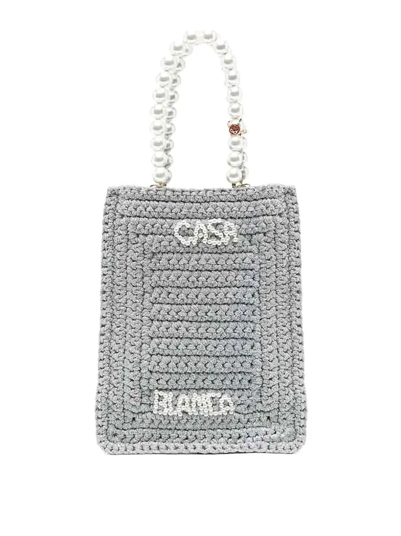 Borsa Pearl Mini all'uncinetto Argento