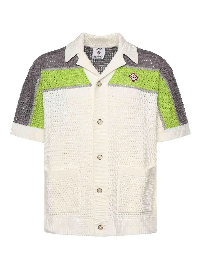 Camicia a righe all uncinetto Bianco