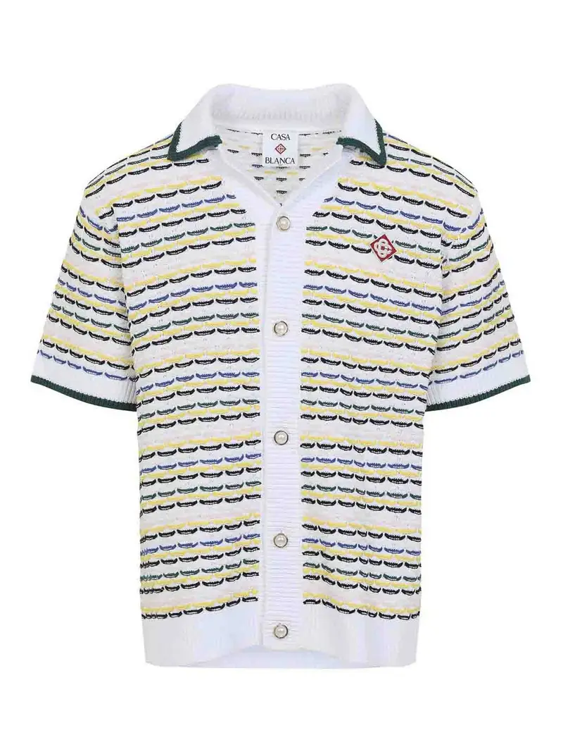 Camicia con punto infilato Multicolore