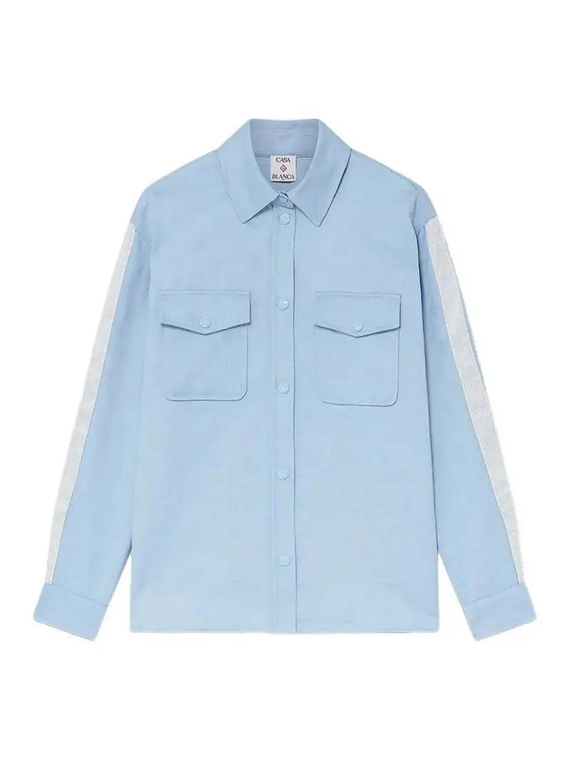 Camicia fantasia all over in cotone blu