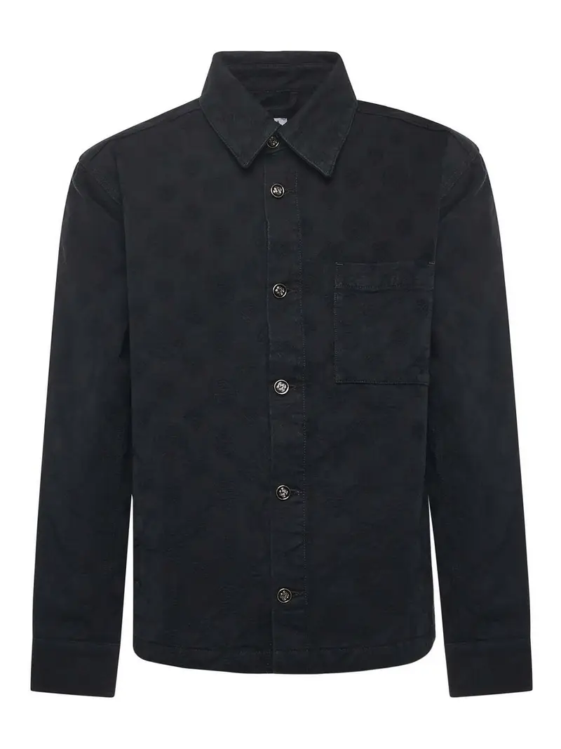 Camicia in denim con monogramma Nero