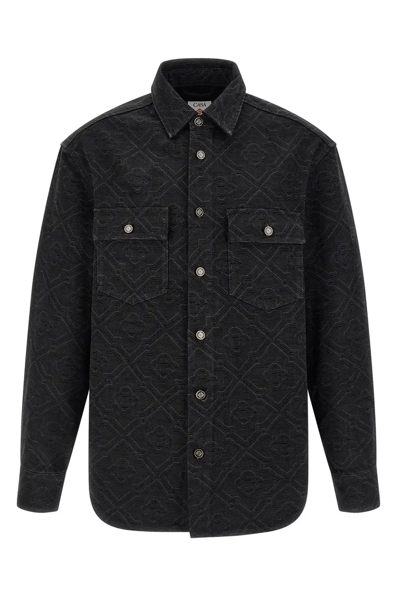 Overshirt Laser Monogram Denim Nero