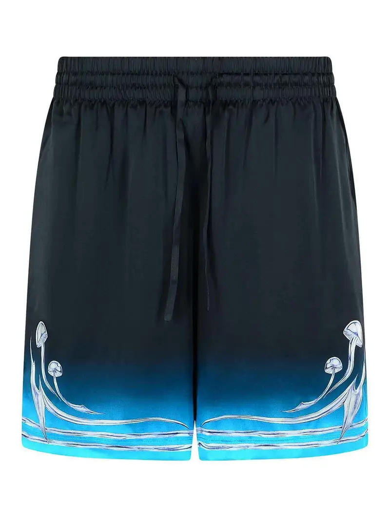 Pantaloncini di bermuda di seta nera Nero