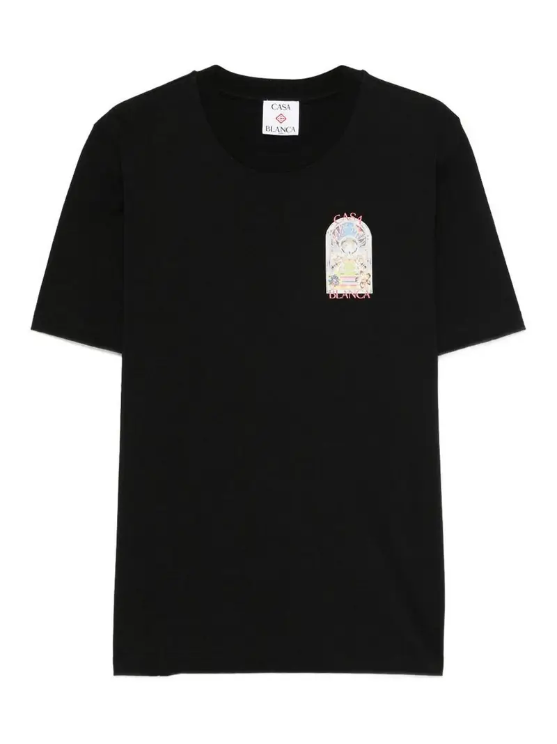T-shirt con stampa grafica in cotone nero