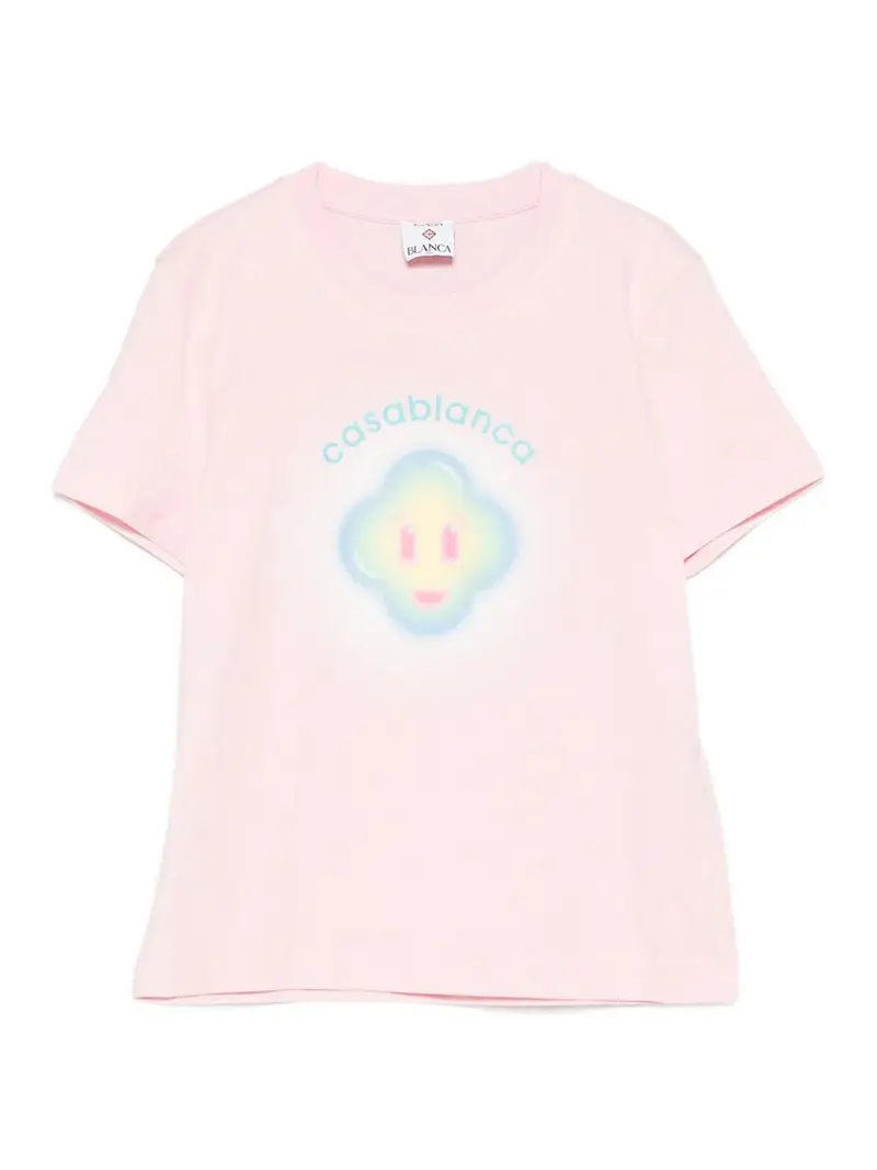 T-shirt con stampa logo in cotone rosa Color Carne E Neutri
