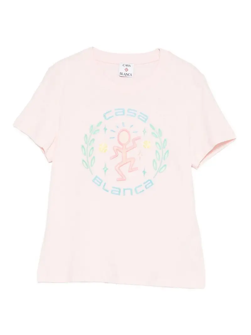 T-shirt con stampa logo in cotone rosa Color Carne E Neutri