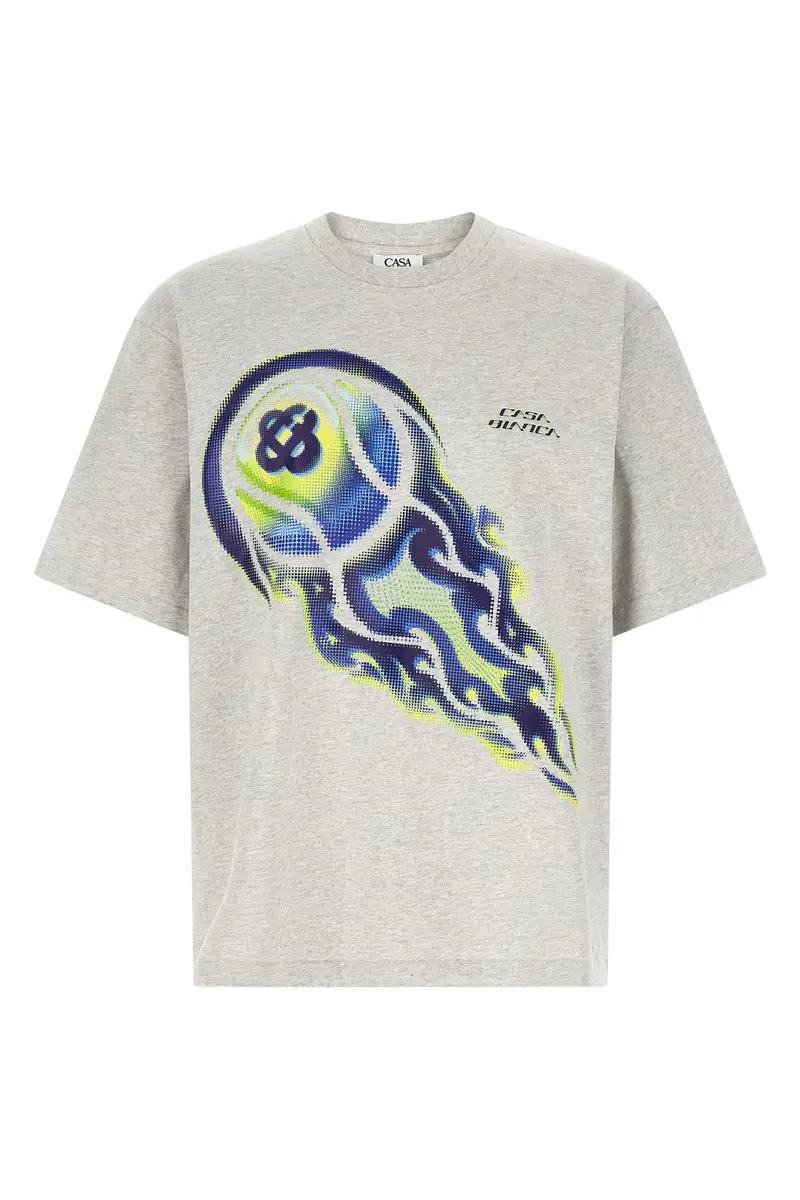 T-Shirt Flaming Tennis Ball Grigio