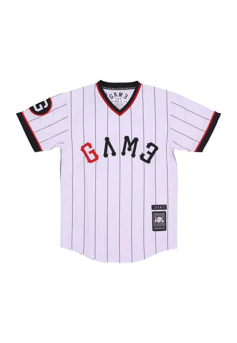 Casacca Uomo Vneck Baseball Jersey White/black/red