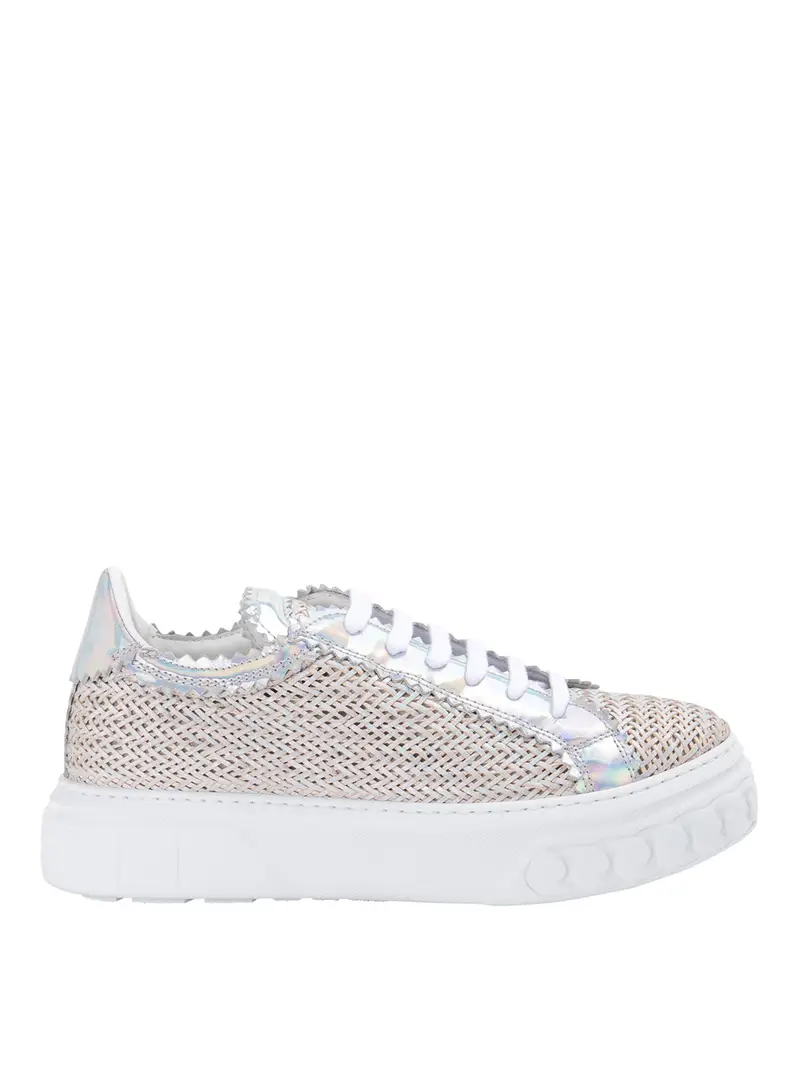 Sneaker in pelle argento