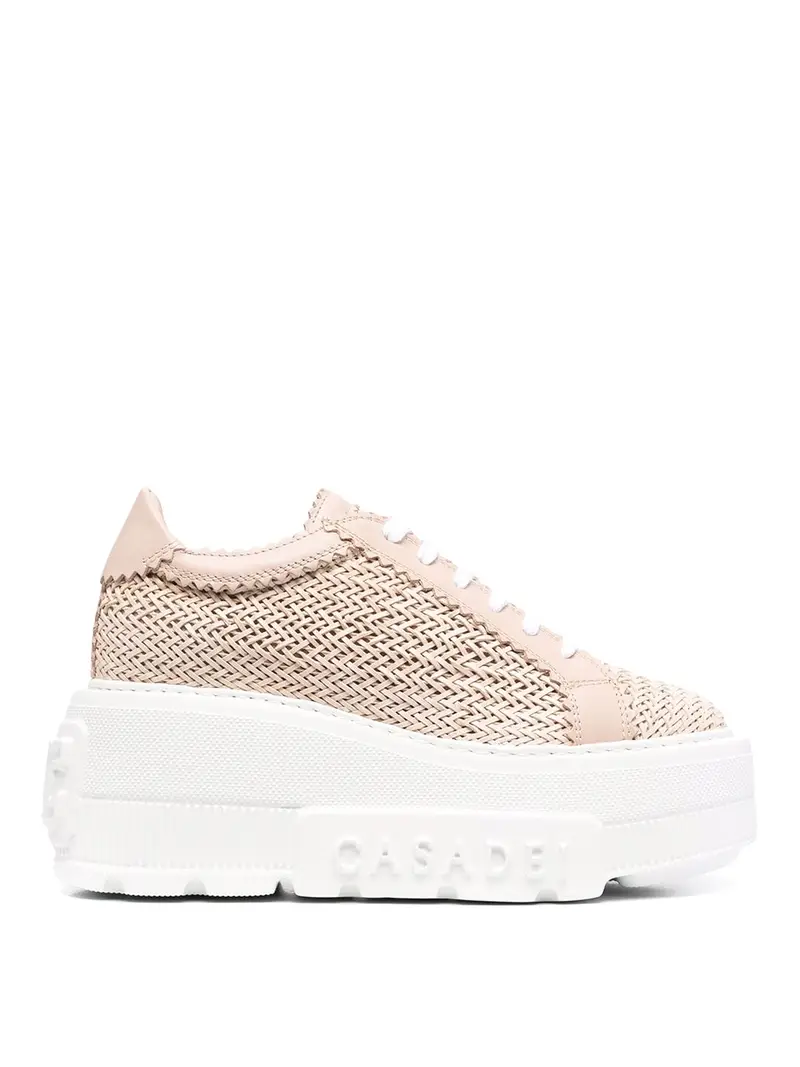 Sneakers in pelle con dettagli intrecciati Rosa