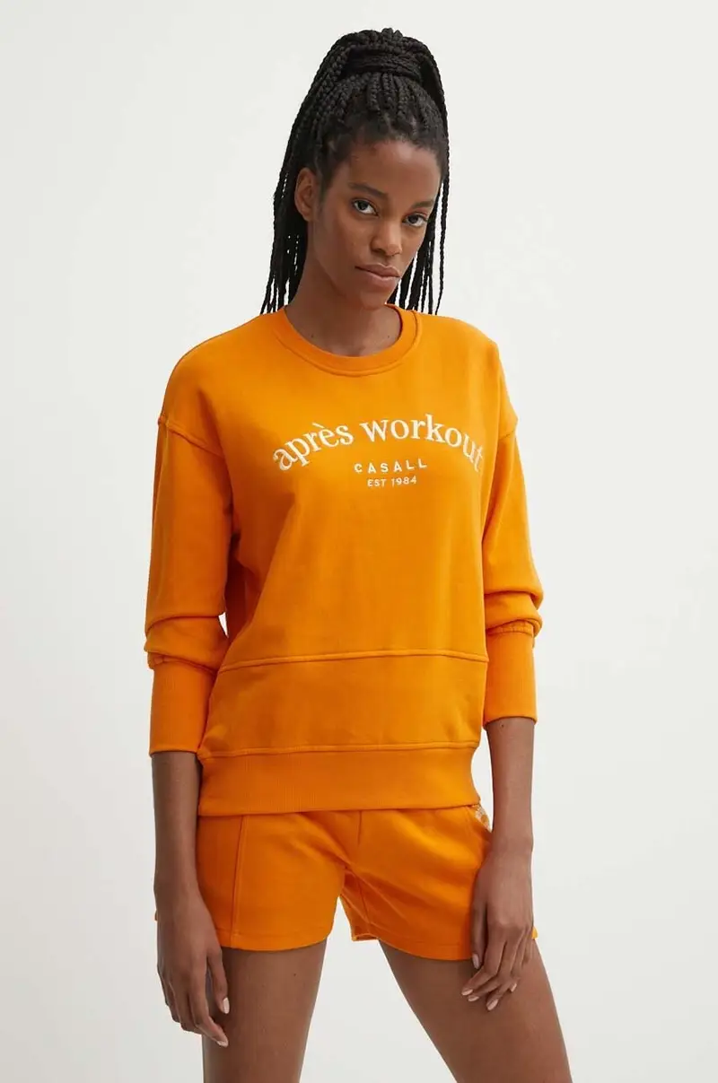 felpa in cotone donna colore arancione con applicazione