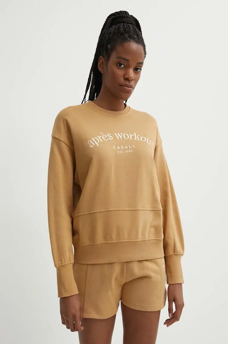 felpa in cotone donna colore marrone con applicazione