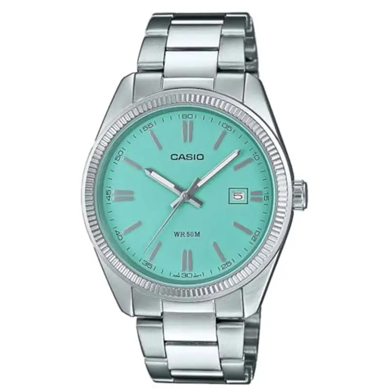 Casio Orologio Quarzo Donna, misura cassa 39.00mm con quadrante Blu Analogico e cinturino Argento in Cinturino in metallo MTP-1302PD-2A2VEF