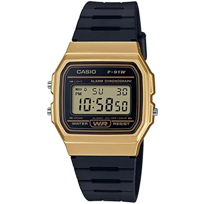 Casio Orologio Quarzo Unisex, misura cassa 31.00mm con quadrante LCD Digitale e cinturino Nero in Rubber Strap F-91WM-9AEF