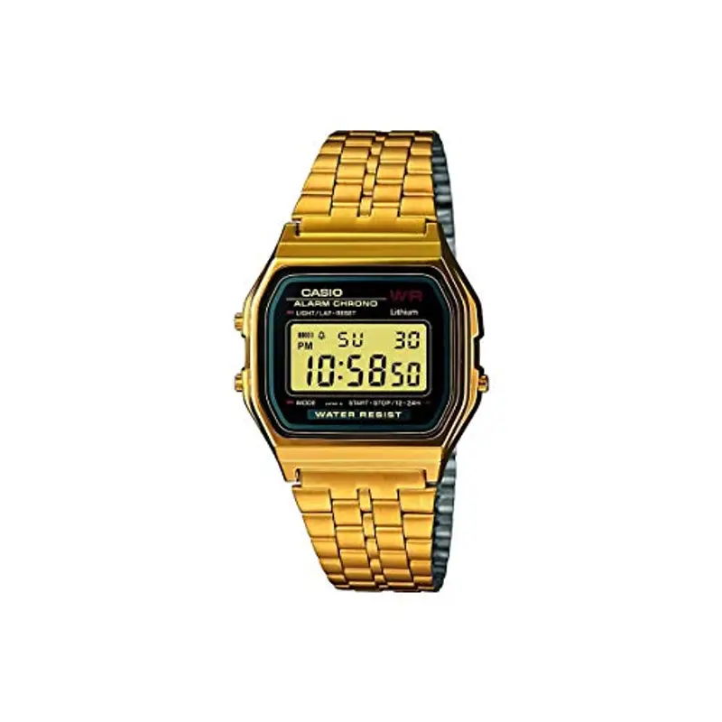 Casio Orologio Quarzo Unisex, misura cassa 35.00mm con quadrante LCD Digitale e cinturino Oro in Cinturino in metallo