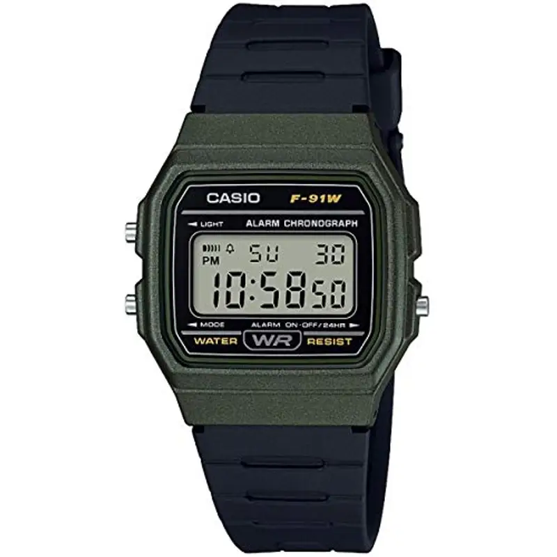 Casio Orologio Quarzo Unisex, misura cassa 38.00mm con quadrante LCD Digitale e cinturino Nero in Rubber Strap F-91WM-3AEF