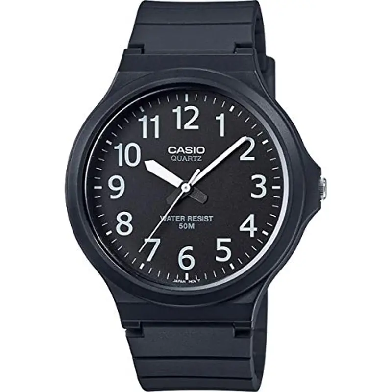 Casio Orologio Quarzo Unisex, misura cassa 43.00mm con quadrante Nero Analogico e cinturino Nero in Rubber Strap MW-240-1BVEF