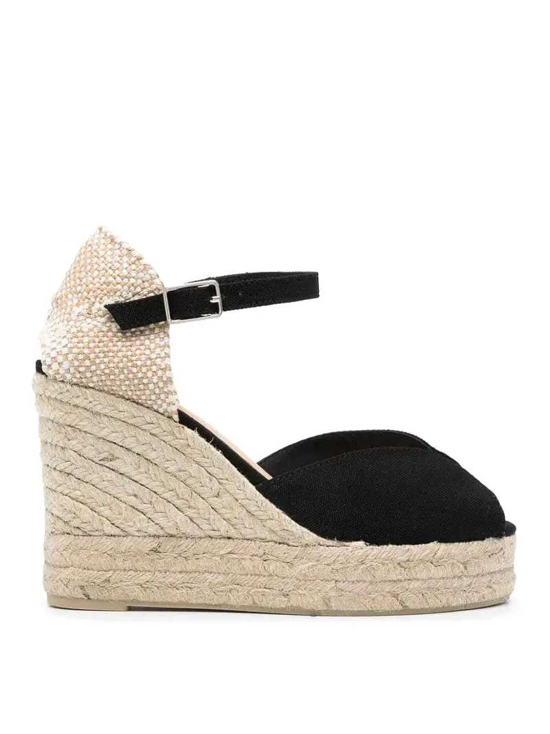 Bianca Raffia Wedge Espadrilles Nero