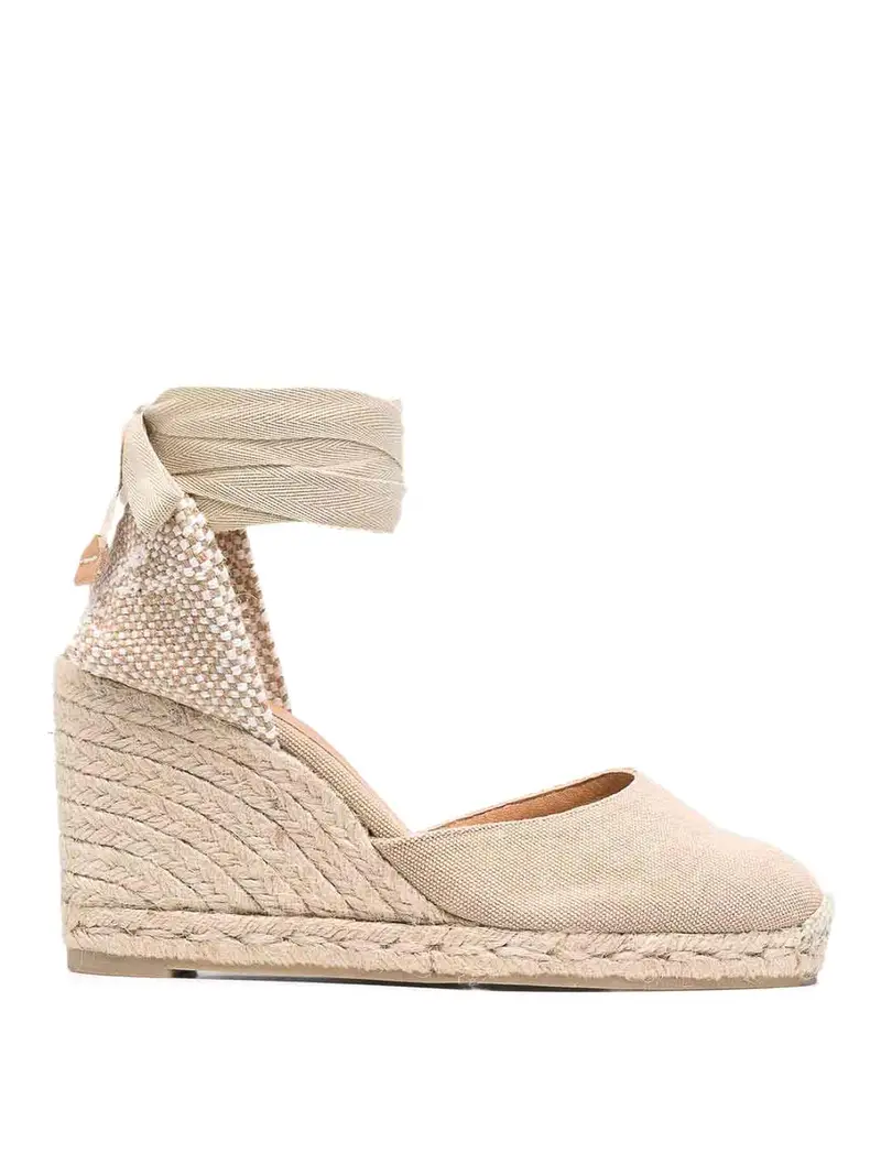 Carina Raffia Wedge Espadrilles Beige