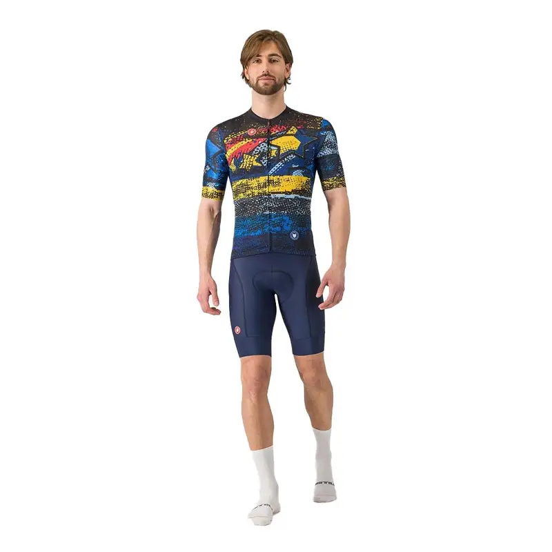 Maglia Ciclismo Meriler Rocket Blu Giallo Uomo L