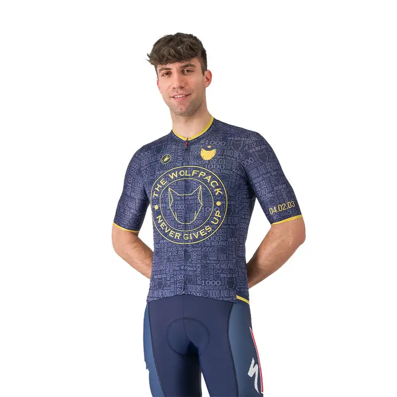 Maglia Ciclismo Wolfpack 1000 Victory Blu Oro Uomo M