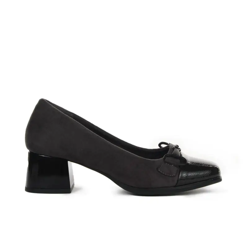 Decolletè comfort grigie con tacco basso largo e morsetto