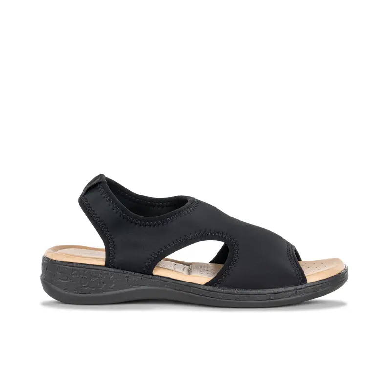 Sandali comfort neri da donna in tessuto elasticizzato