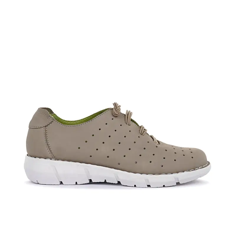 Sneakers comfort beige traforate in pelle