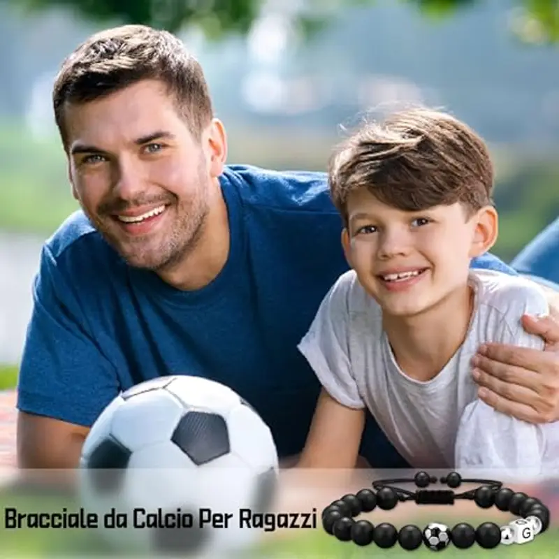 Casxyue Regalo Calcio Per Bambino Ragazzo Bracciale Bambino Con Ciondololettera Iniziale A-Z Per Figlio Fratello Regalo di Compleanno Regali di Natale Per Ragazzi (A) miniatura 2