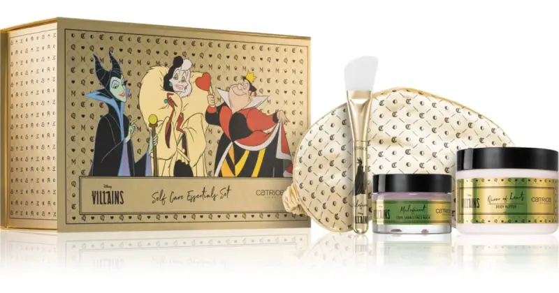 Disney Villains Self Care Essentials Set confezione regalo per viso e corpo maschera viso 50 ml + burro corpo 250 ml + applicatore + Maschera