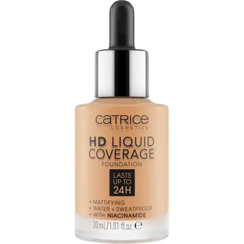 Catrice Fondotinta HD Liquid Coverage, n. 034, Nude, a lunga durata, opacizzante, opaca, per pelle impura, vegana miniatura 2