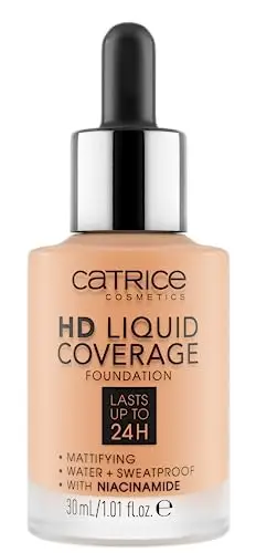 Catrice Fondotinta HD Liquid Coverage, n. 038, Nude, a lunga durata, opacizzante, opaca, per pelle impura, vegana miniatura 2