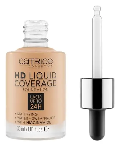 Catrice Fondotinta liquido HD a copertura perfetta, ad alta copertura, vegano e cruelty free