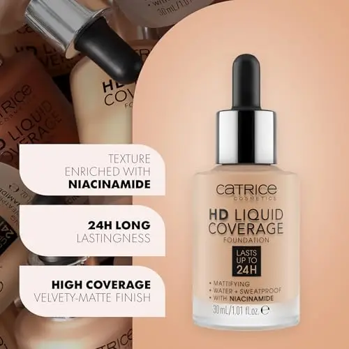 Catrice HD Liquid Coverage Fondotinta Viso Effetto Opacizzante, lunga durata, opacizzante, opaca miniatura 3