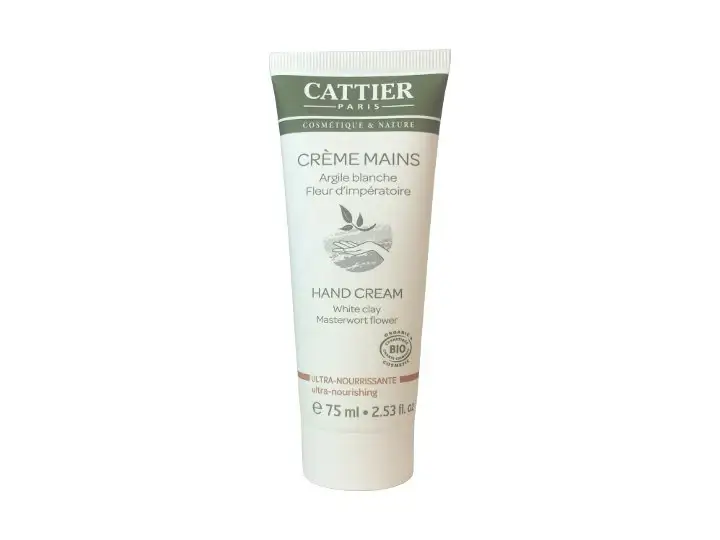 Cattier Crema Mani Argilla Bianca e Fiore d'Imperatoria Ultra Nutriente BIO 75ML
