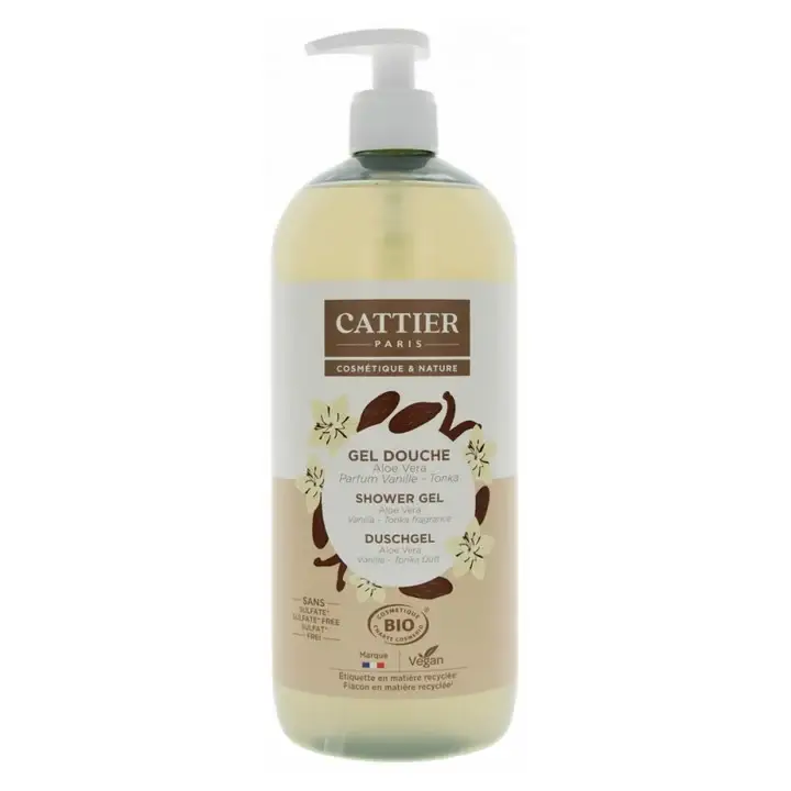Cattier Gel Douche Aloe Vera Vanille Tonka Bio 1L