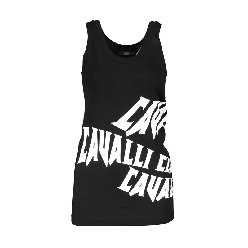 Cavalli Class Canotta Donna Nera con Stampa Logo