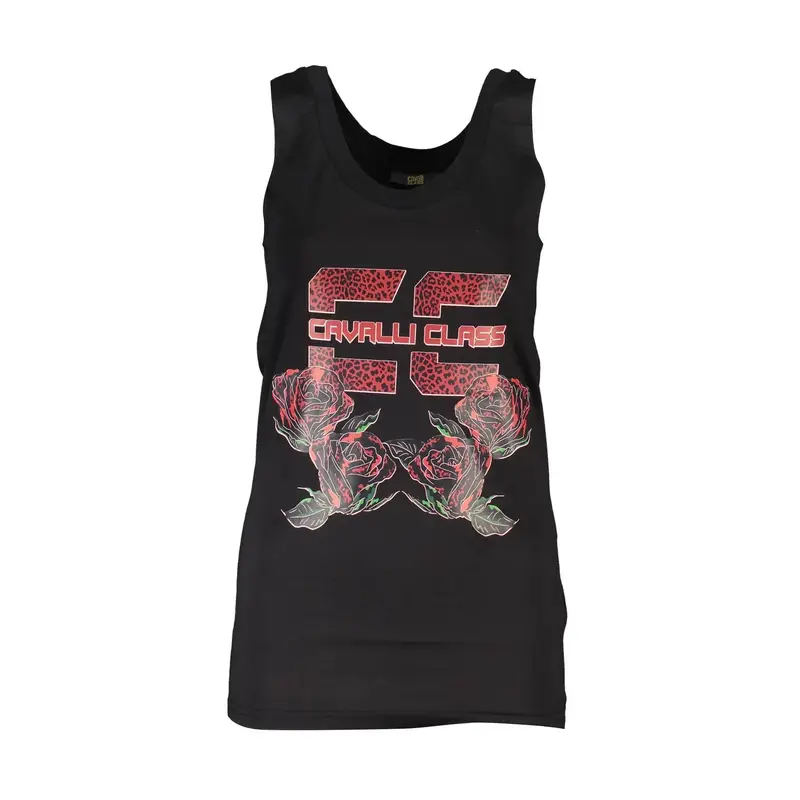 Cavalli Class Canotta Donna Nera con Stampa Logo