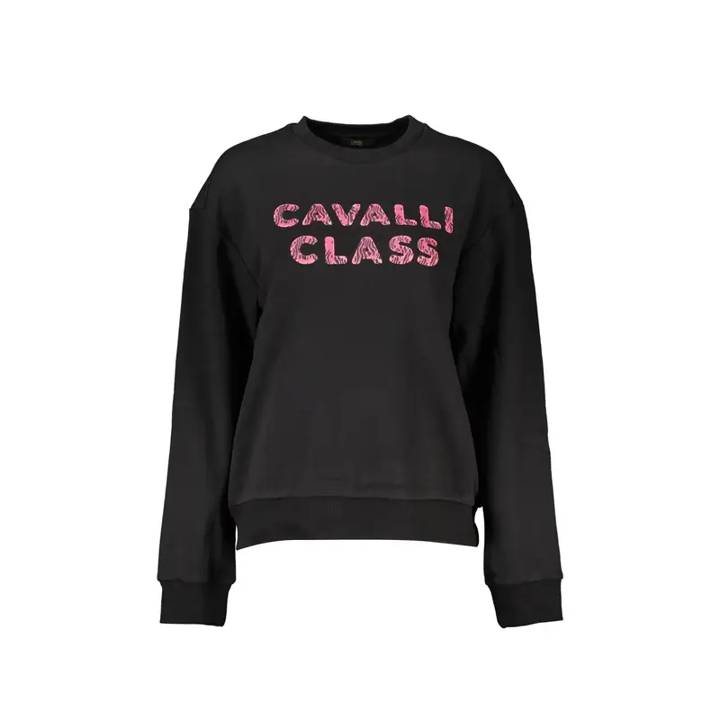 Felpa Maniche Lunghe Donna Nera Stampa Logo Nero