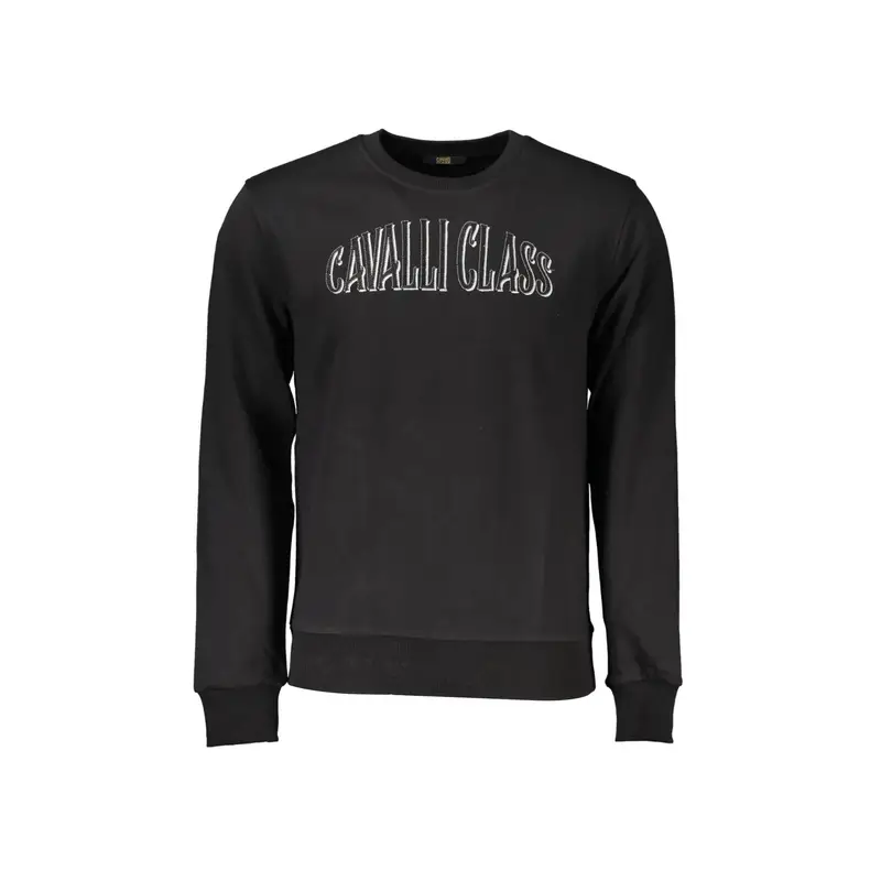 Felpa Maniche Lunghe Uomo Nera Ricamo Nero