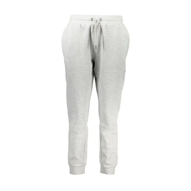 Pantalone Tuta Uomo Grigio Felpato Elastico Ricamo Logo