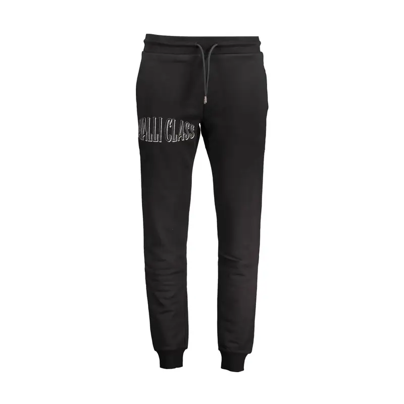 Cavalli Class Pantaloni Uomo Nero con Ricamo