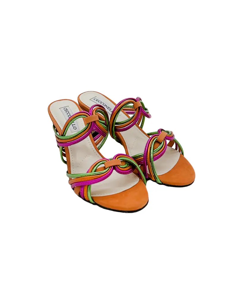 Cecconello Sandali multicolor in pelle con tacco