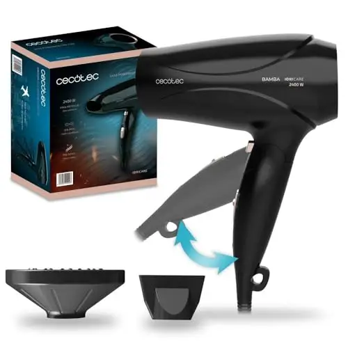 cecotec Asciugacapelli Ionic IoniCare 5450 Power&Go Pro Fire 2400 Watt di potenza, ioni reali, funzione ad alto flusso