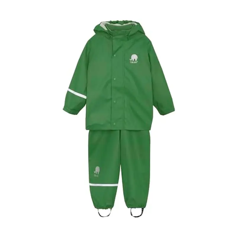 Celavi Basic Rainwear Set-Solid Pu Giacca Antipioggia, Elm Green, 8-9 Anni Unisex